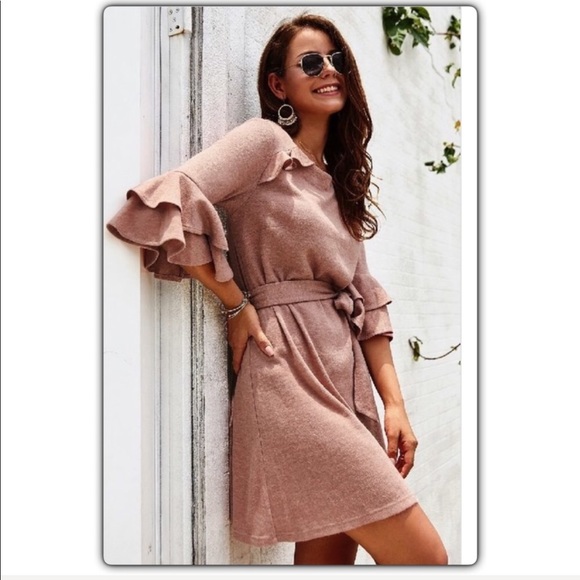 Sierras Boutique Blush Pink Knit Dress - Picture 2 of 6